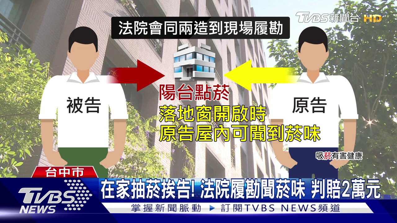 在家抽菸挨告!法院履勘聞菸味 判賠2萬元
