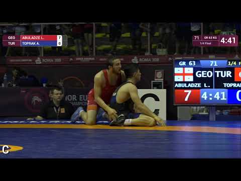 1/4 GR - 63 kg: L. ABULADZE (GEO) v. A. TOPRAK (TUR)