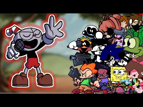 FNF Snake Eyes(Vs Cuphead Renew) But Different Characters Sing It🎵 Everyone (Indie Cross)