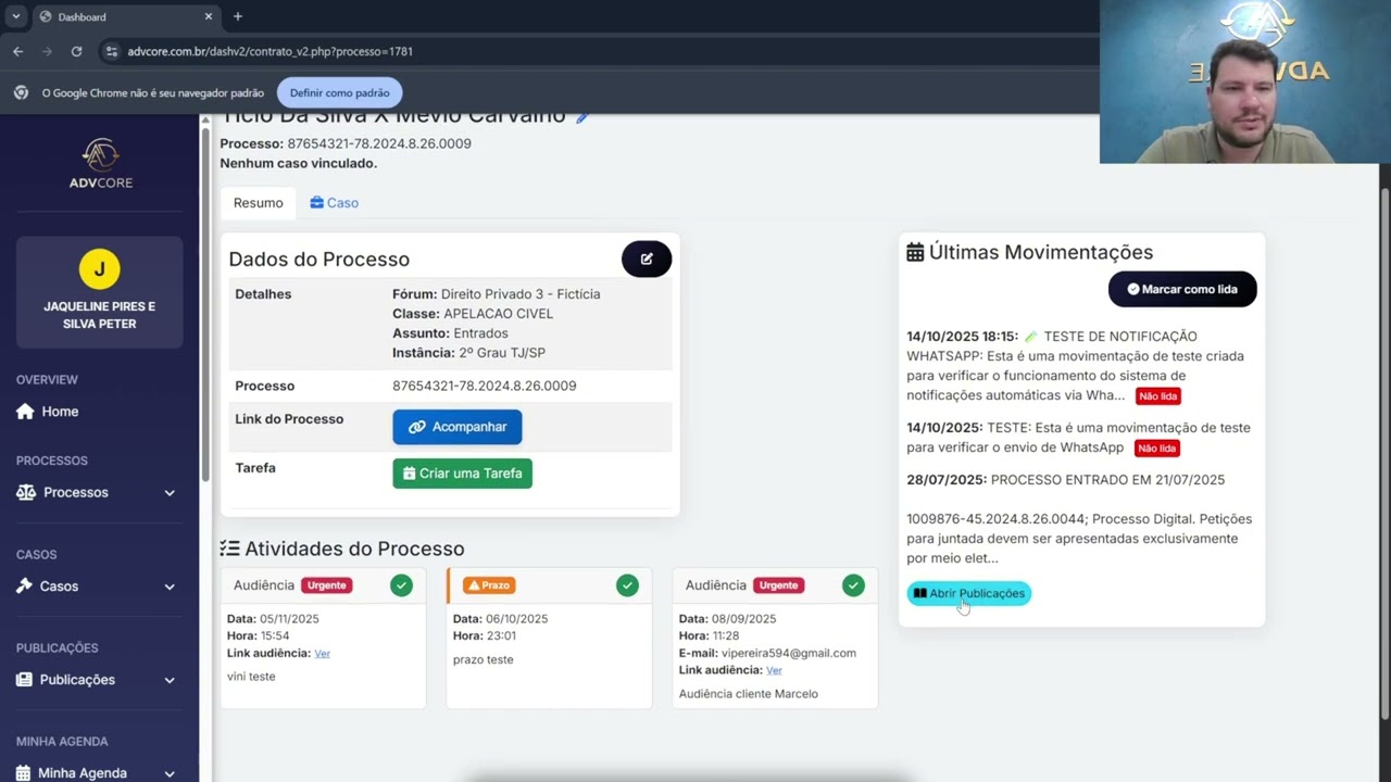 Simplificar Publicações com IA no AdvCore Academy | Sistema Jurídico AdvCore