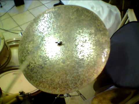 www.cymbalutopia.com - 22" flat ride after 1st hammering session.MOV