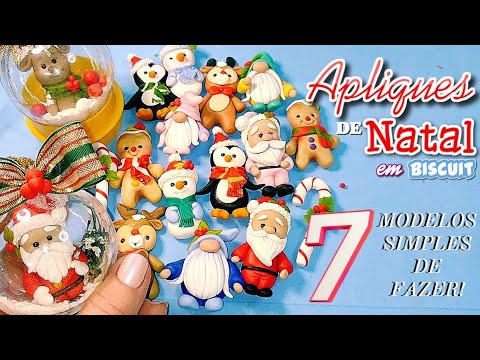APRENDA 7 MODELOS DE APLIQUES NATALINOS EM BISCUIT (FÁCIL E SEM MOLDES)