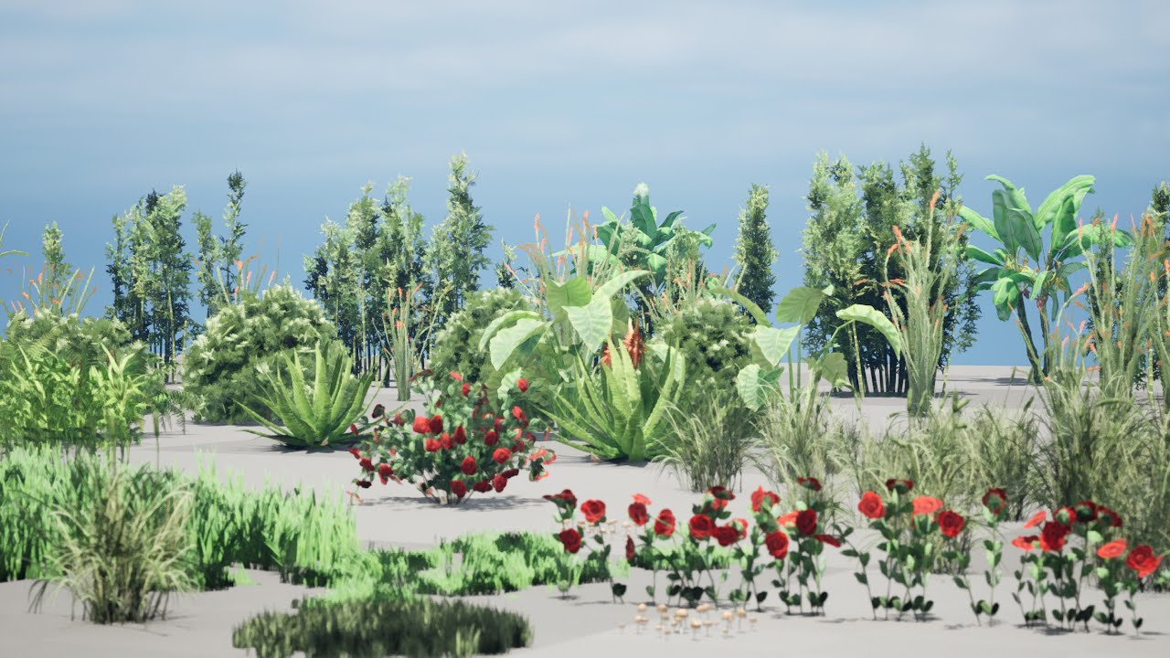 Uzbrojona kolekcja roślin Low Poly Model 3D