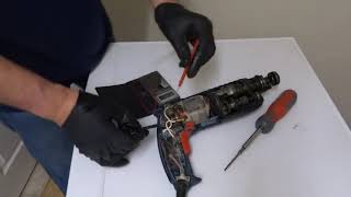 Bosch drill GBH 2 18 RE testing electrics cable and switch capacitor and brushes and coil