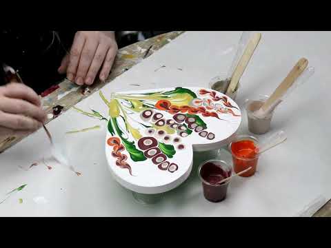 (782) Awesome Abstract Flower Paisley Pipette Pour, Acrylic Pouring Technique