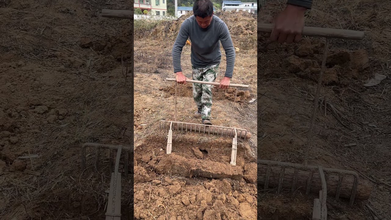 Hand-tilling with a metro rake the Charm of Traditional Farm Tools