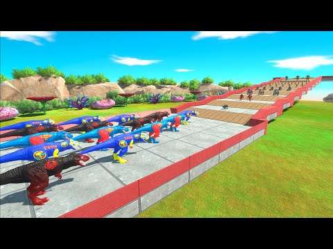 ⚡ SUPERHEROES T-REX CLIMB CHALLENGE - 🦖 Animal Revolt Battle Simulator 🦕