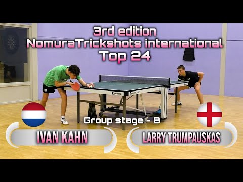 Top 24 Group B Ivan Kahn vs Larry Trumpauskas - Nomuratrickshots international #tabletennis