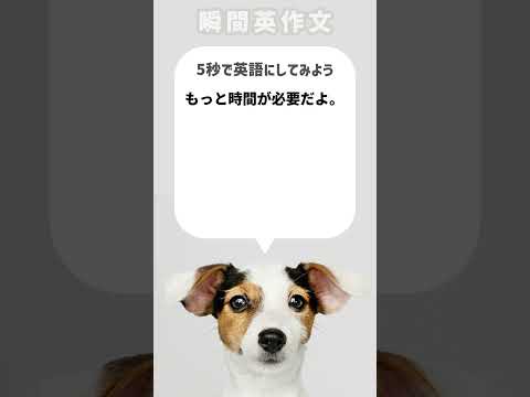 【瞬間英作文】もっと時間が必要だよ。