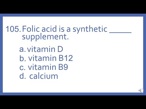 Top 200 Drugs Practice Test Question   Folic Acid is a synthetic _ supplement (PTCB NAPLEXTest Prep)