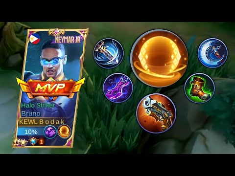 BRUNO ONE HIT BUILD| GOLD LANE BRUNO BEST BUILD AND EMBLEM - MLBB