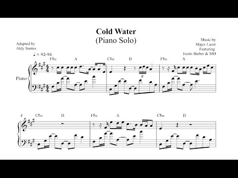 Cold Water -  Major Lazer ft. Justin Bieber (Piano Cover) + Sheet Music