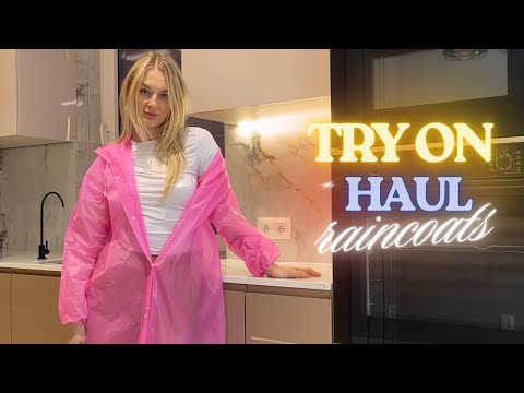 [4K] Soft Pink Raincoat Try-On | Clean & Cozy Look