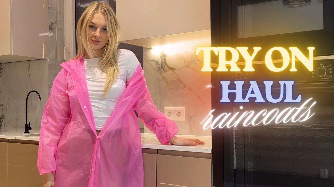 [4K] Soft Pink Raincoat Try-On | Clean & Cozy Look