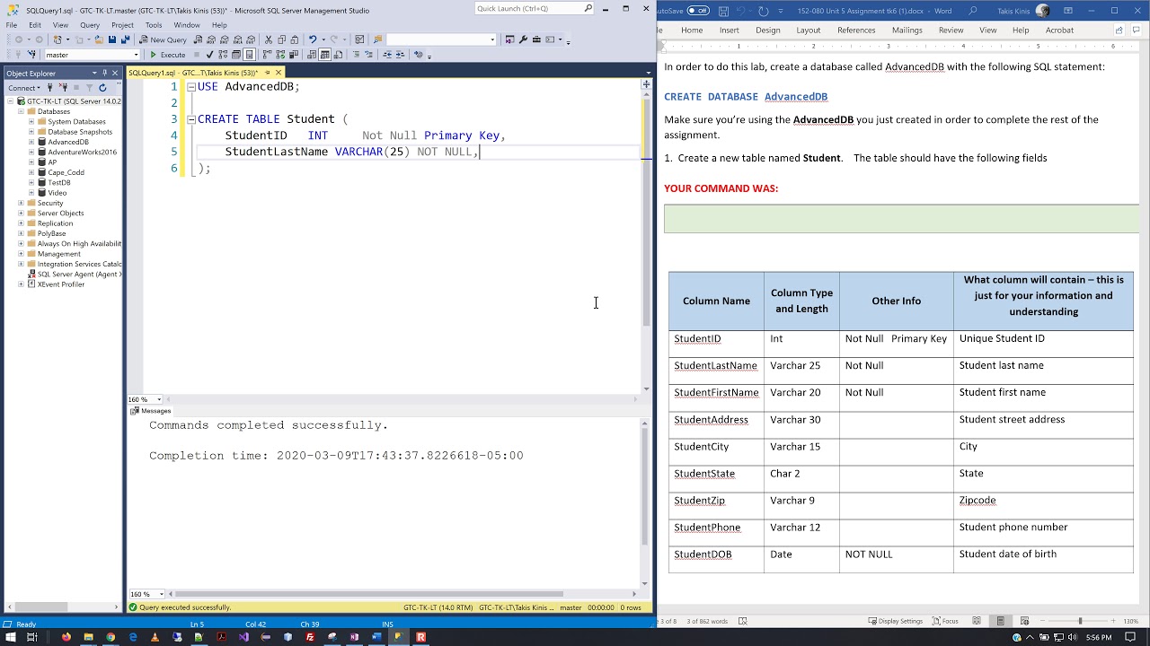 Databases - Unit 5 Chapter 7 Homework (part 2) - Spring 2020