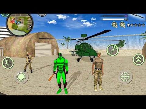 Green Deadpool Rope Hero Vice Town Crime Simulator #19 - Fun at Military Camp - Android Gameplay