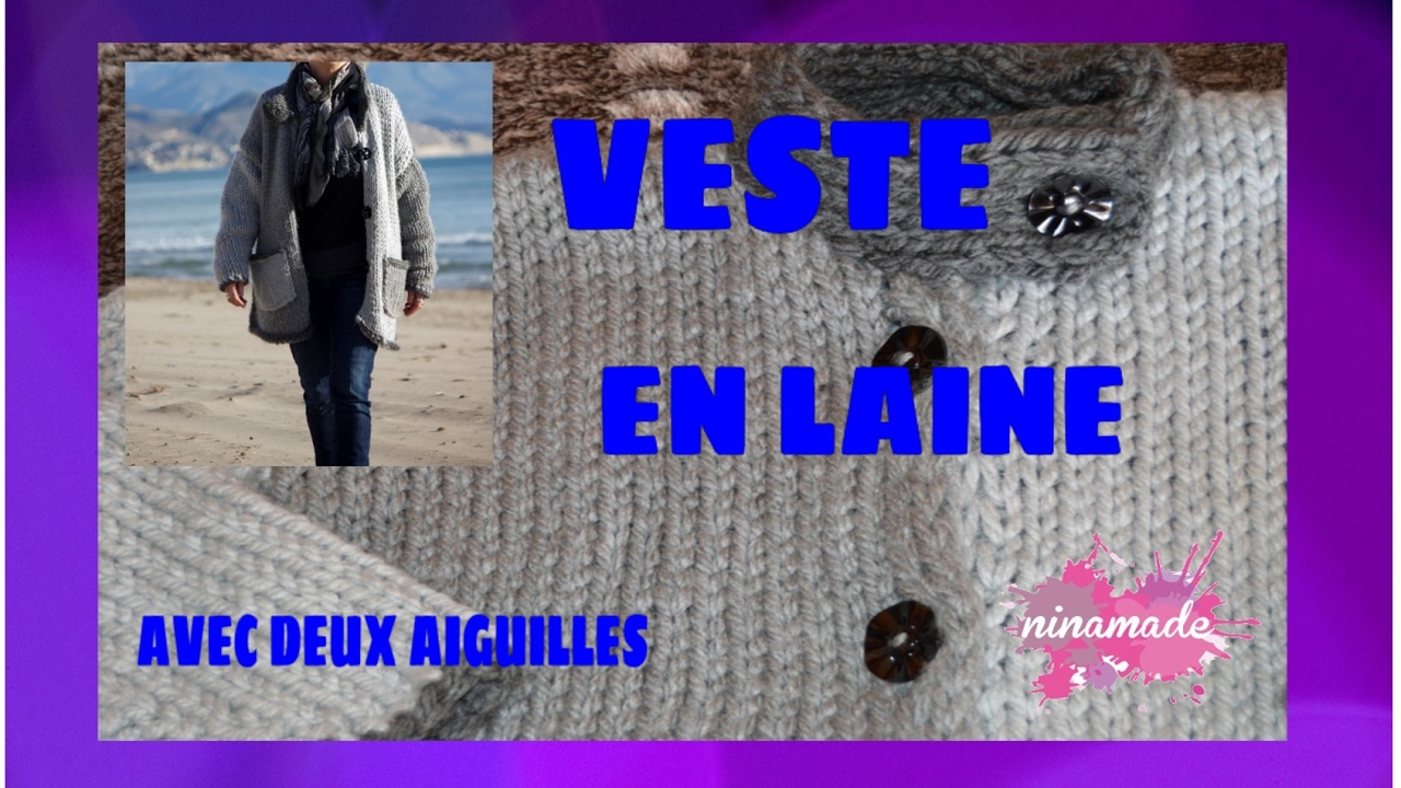 DIY. Veste En Laine Avec Deux Aiguilles//Woolen Jacket With Two Needles.