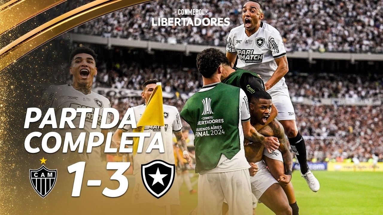 VÍDEO: Conmebol disponibiliza jogo completo da final da Libertadores vencida pelo Botafogo sobre Atlético-MG