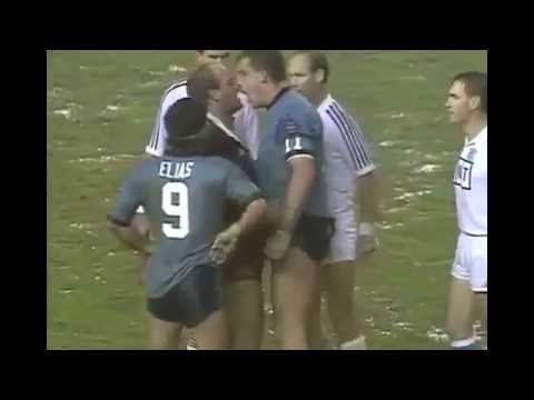 Mark Geyer and Wally Lewis face off during infamous Origin moment