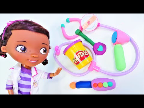 Doktor McStuffins in der Play Doh Schule. Instrumente aus Knete. Video für Kinder
