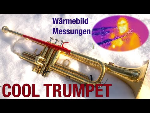 Draußen im kalten Winter Trompete blasen – Bei Minusgraden spielen |  Wärmebildkamera Messungen