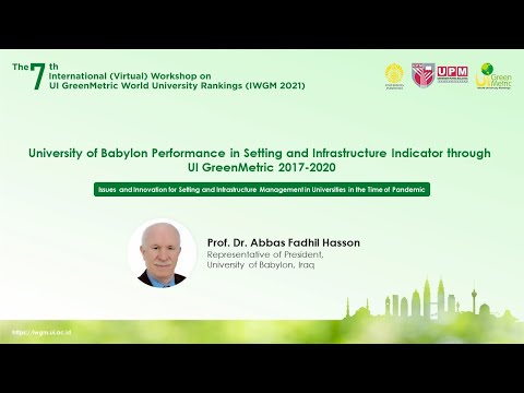Prof. Dr. Abbas Fadhil Hasson, Representative of President, University of Babylon, Iraq