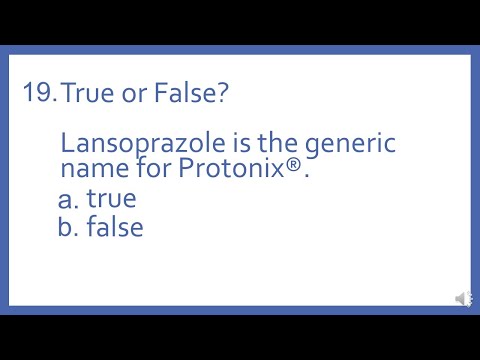 Top 200 Drugs Practice Test Question - T or F Lansoprazole is the generic name for Protonix (PTCB)
