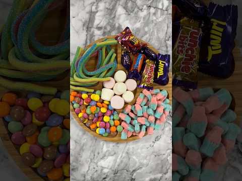 Filling Platter With Sweets ASMR Cadbury Heros Rainbow Cables Smarties Marshmallow #asmr #sweet