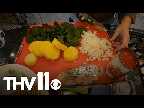 We learned how to make polenta with swiss chard!