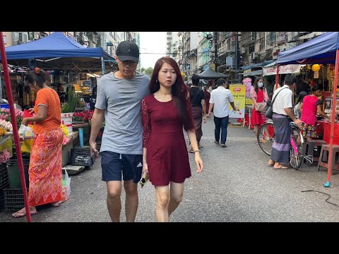 🇲🇲 MYANMAR - A vida animada das pessoas em um dia agitado em YANGON