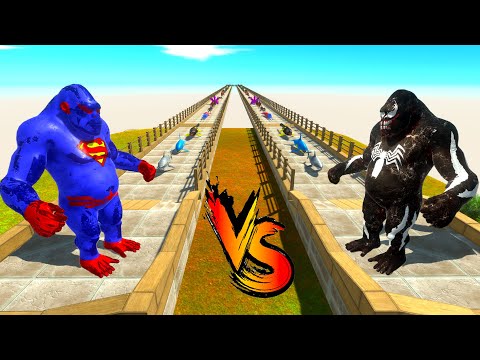 IRON SUPERMAN GORO vs VENOM GORO RACE BATTLE COMPETITION  - Animal Revolt Battle Simulator ARBS