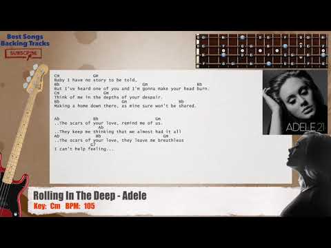 🎻 Rolling In The Deep - Adele Bass Backing Track with chords and lyrics