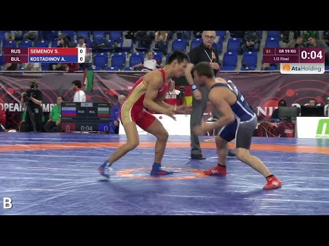 1/2 GR - 59 kg: S. SEMENOV (RUS) df. A. KOSTADINOV (BUL) by TF, 11-2