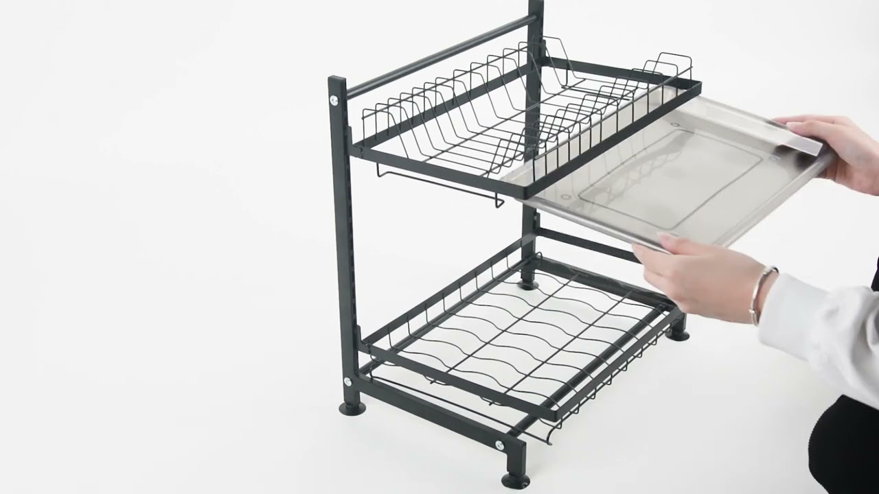 2-Tier Dish Drying Rack, Dish Drainers with Drain Trays