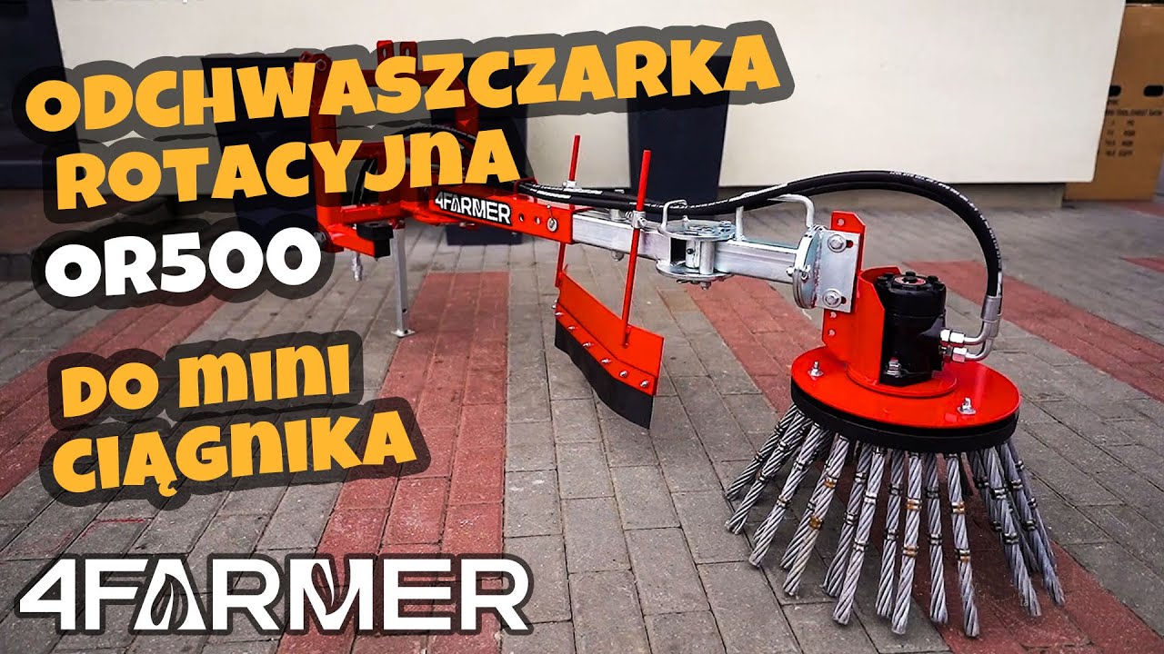 Odchwaszczarka rotacyjna, szczotka do chwastów OR500 do mini traktorka  4FARMER :: Traktor.com.pl