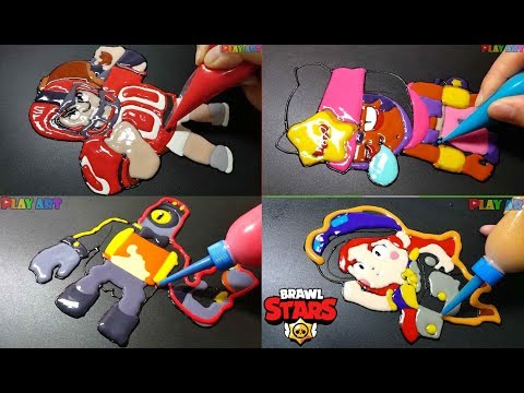 Pancake art Brawl Stars Touchdown Bull, Sandy, Popcorn Rico, Jessie, 팬케이크아트 터치다운불, 샌디, 팝콘리코, 제시 만들기