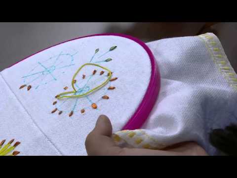 Mulher.com 10/10/2014 - Pano de copa com girassol bordado por Lauany Parte 01