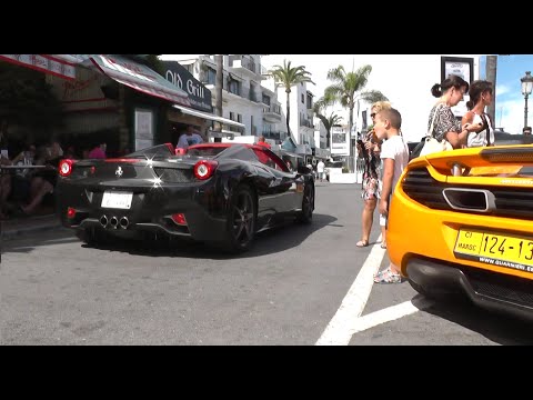 Puerto Banus, Marbella Supercars July 2014 | incl Zonda S | Novitec 458 Flame Spitter | Arab 458
