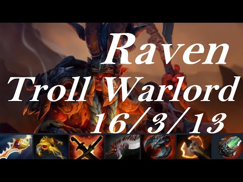 Raven Troll Warlord vs Juggernaut, Queen of Pain, Dragon Knight - Enigma, well play! - dota2