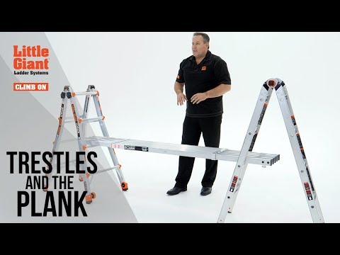 Part of a video titled Little Giant Ladder Systems | Leveler | Trestles and The Plank - YouTube