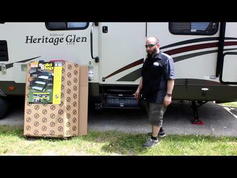 Installing the Solid Step Camper  RV Entrance Stairs by Lippert Components and Review