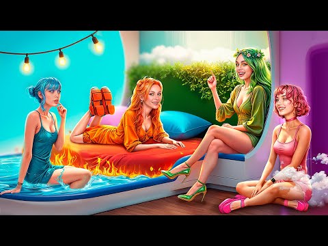 The four elements that make up a bunk bed! Fire Girl, Water Girl, Air Girl, Earth Girl