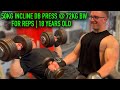 50KG INCLINE DB PRESS FOR REPS @ 72KG BW | 18 YEARS OLD