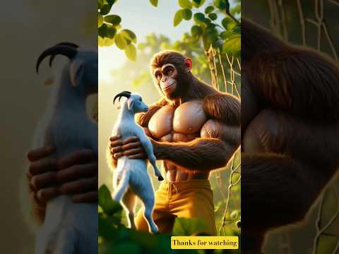 Monkey Saves Goat 🐒❤️ | Jinku’s Big-Hearted Rescue!” #ai #shorts #shortsfeed
