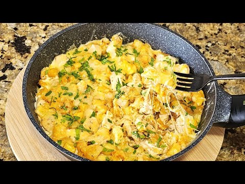 La Mejor Receta de Pollo, Patatas y Queso a la Sartén | Fácil y Deliciosa!