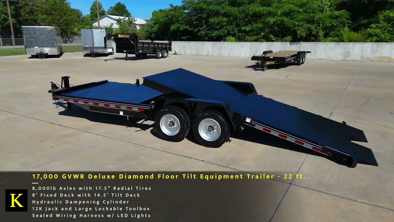 17,000 GVWR – 22' Diamond Floor Tilt Equipment Trailer
