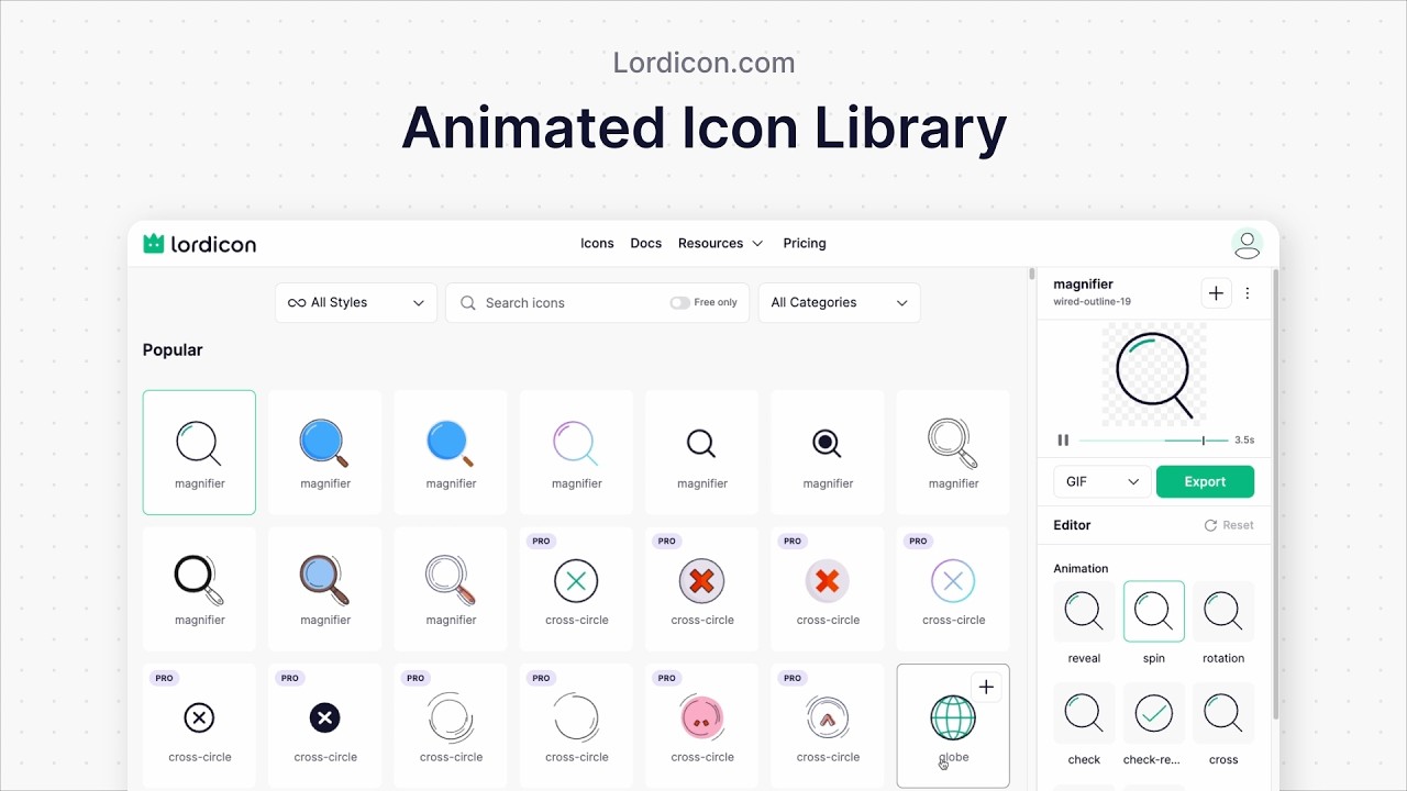 Lordicon video preview