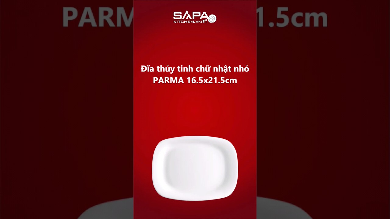 Đĩa thủy tinh chữ nhật nhỏ Parma 16.5 x 21.5 cm