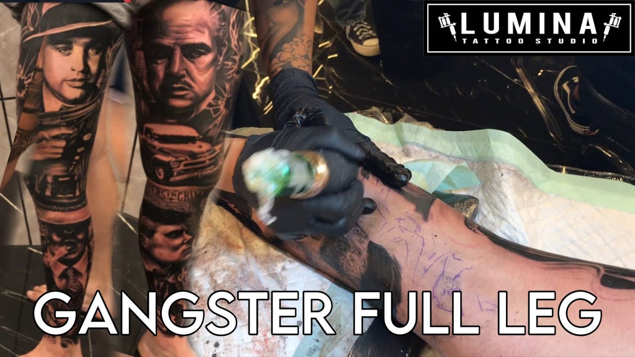 GANGSTER STYLE FULL LEG Al Capone TATTOO