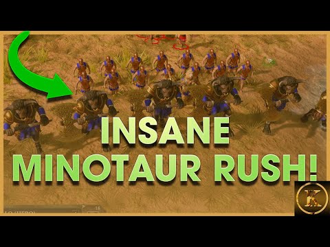 INSANE Minotaur Rush!-  PegasusRush(Zeus) VS HuskSuppe(Oranos) Age of Mythology Retold Pros